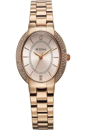 Titan Metro Quartz Analog Rose Gold Dial Stainless Steel Strap Watch For Women