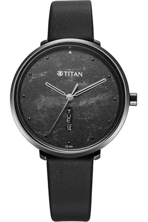Titan Neo Quartz Analog with Day and Date Black Dial Leather Strap Watch For Women