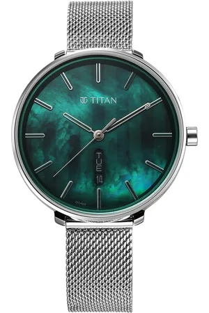 Titan Neo Analog with Day and Date Mother Of Pearl Dial Silver Color Stainless Steel Strap Watch For Women