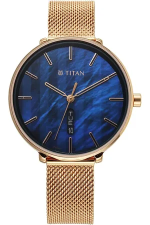 Titan Neo Analog with Day and Date Mother Of Pearl Dial Rose Gold Color Stainless Steel Strap Watch For Women