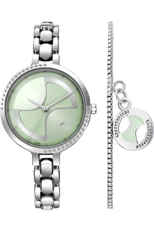 Fastrack Pulse Quartz Analog Green Dial Metal Strap Watch For Girls