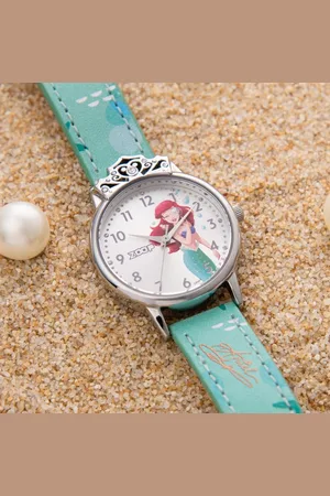 Titan By Titan Disney Princess Quartz Analog Silver Dial Leather Strap Watch For Kids