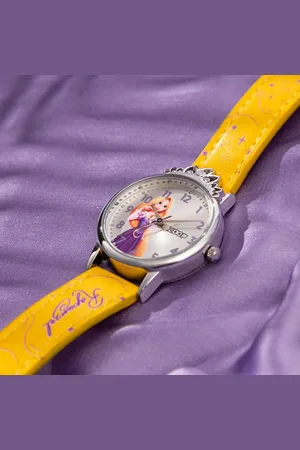 Titan By Titan Disney Princess Quartz Analog Silver Dial Leather Strap Watch For Kids