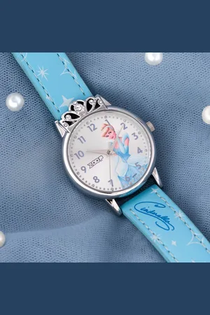 Titan By Titan Disney Princess Quartz Analog Silver Dial Leather Strap Watch For Kids
