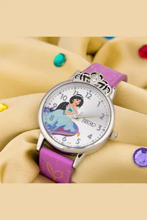 Titan By Titan Disney Princess Quartz Analog Silver Dial Leather Strap Watch For Kids