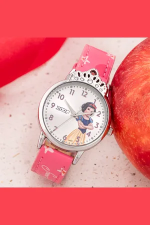 Titan By Titan Disney Princess Quartz Analog Silver Dial Leather Strap Watch For Kids