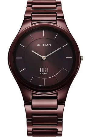 Titan Wine Ceramic Quartz Analog Maroon Dial Ceramic Strap Watch For Men
