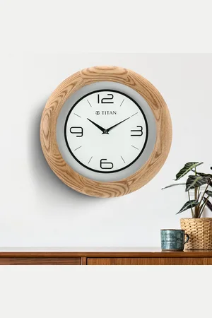 Titan Wooden Brown Wall Clock with Glass Dial - 31.8 cm x 31.8 cm (Medium)
