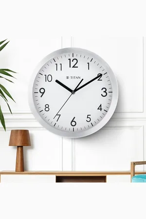 Titan Metallic White Wall Clock with Brushed Case - 30 cm x 30 cm (Medium)