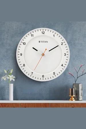 Titan Contemporary White Wall Clock with Domed Glass and Silent Sweep 27 x 27 cm (Small)