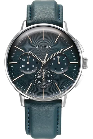 Titan Light leathers Multifunction Silver Dial Leather Strap Watch For Men