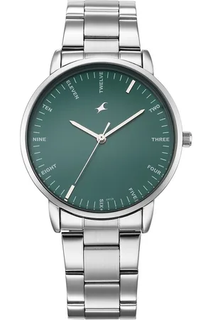 Fastrack Stunners X Quartz Analog Green Dial Stainless Steel Strap Watch For Guys