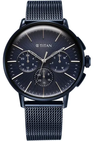 Titan Light leathers Multifunction Anthracite Dial Stainless Steel Strap Watch For Men