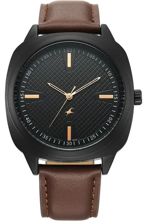 Fastrack Stunners X Quartz Analog Black Dial Leather Strap Watch For Guys