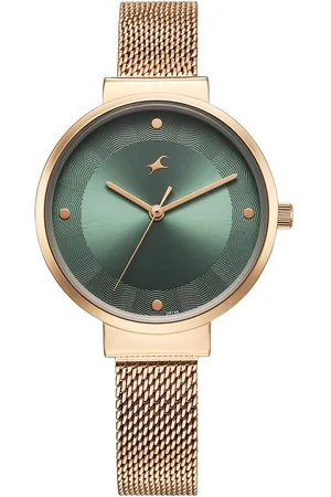 Fastrack Stunners X Quartz Analog Green Dial Stainless Steel Strap Watch For Girls