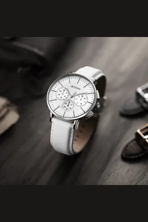 Titan Light leathers Multifunction Silver Dial Leather Strap Watch For Men