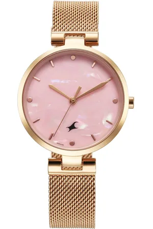 Fastrack Stunners X Quartz Analog Pink Mother Of Pearl Dial Stainless Steel Strap Watch For Girls