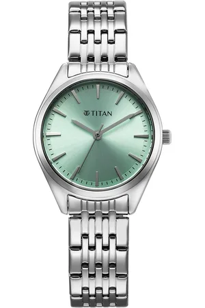 Titan Workmode Quartz Analog Green Dial Stainless Steel Strap Watch For Women