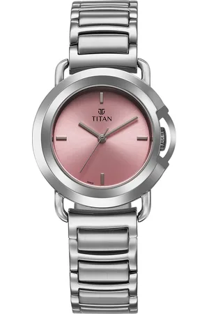 Titan Workmode Quartz Analog Pink Dial Stainless Steel Strap Watch For Women