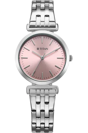 Titan Workmode Quartz Analog Pink Dial Stainless Steel Strap Watch For Women