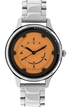 Fastrack Urgent Clementine Quartz Analog Orange Dial Stainless Steel Strap Watch for Girls