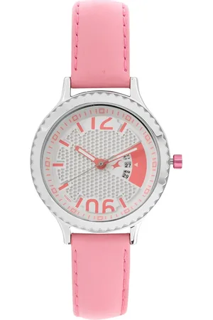 Fastrack Loopholes Quartz Analog with Date White Dial Leather Strap Watch for Girls