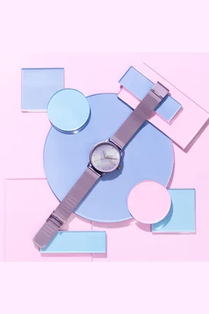 Sonata Poze Quartz Analog Purple Dial Metal Strap Watch For Women