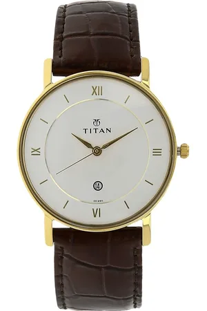 Titan Quartz Analog with Date White Dial Leather Strap Watch for Men