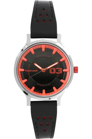Fastrack Loopholes Quartz Analog Black Dial Leather Strap Watch for Girls