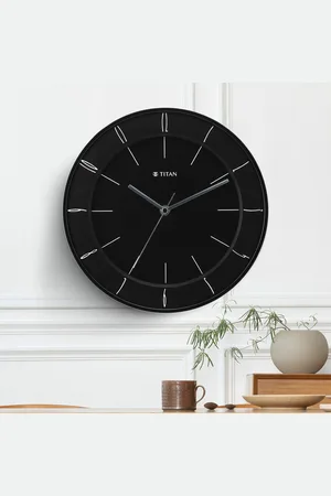 Titan Contemporary Black Wall Clock with Domed Glass - 27 cm x 27 cm (Small)
