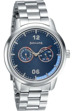 Sonata Quartz Analog Blue Dial Metal Strap Watch for Men