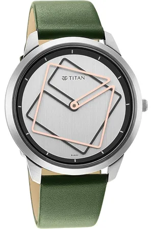 Titan Quartz Analog Silver Dial Leather Strap Watch for Men
