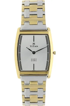 Titan Edge Quartz Analog Silver Dial Two Toned Stainless Steel Strap Watch For Men