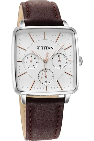 Titan Avant Garde Silver Dial Quartz Multifunction Leather Strap Watch for Women