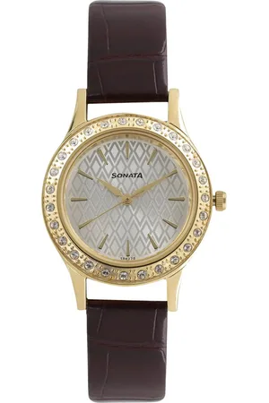 Sonata Stardust Silver Dial Women Watch With Leather Strap