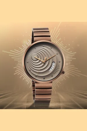Fastrack Groove Quartz Analog with Date Beige Dial Girls Stainless Steel Watch