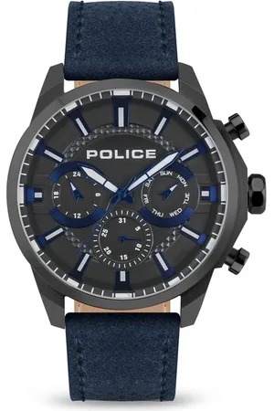 Police Silver Dial Black Strap Multifunction Watch for Men