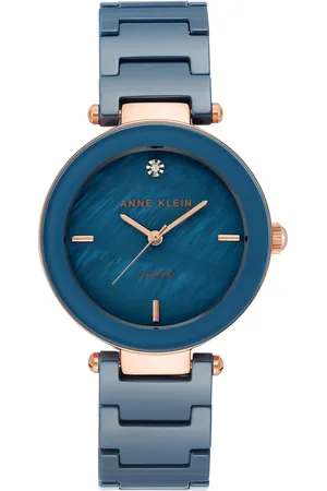 Anne Klein Quartz Analog Blue Dial Ceramic Strap Watch for Women