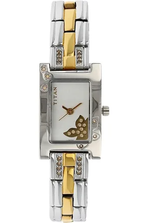Titan Quartz Analog Silver Dial Metal Strap Watch for Women
