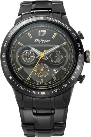 Titan Octane Black Dial Chrono Metal Strap watch for Men