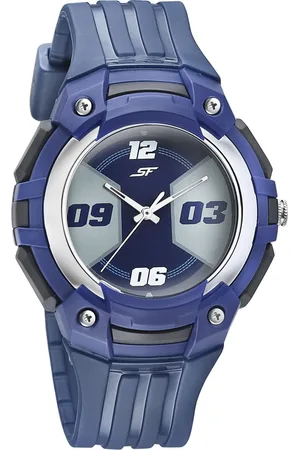 SF Turbo Quartz Analog Blue Dial PU Strap Watch for Men