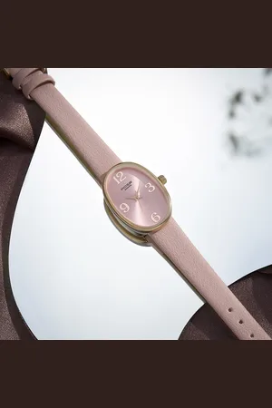 Sonata Poze Quartz Analog Pink Dial Leather Strap Watch for Women