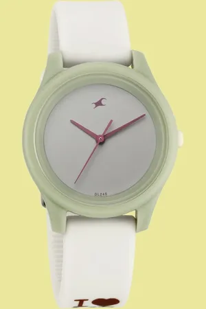 Fastrack Monochrome Quartz Analog Grey Dial Silicone Strap Watch for Girls