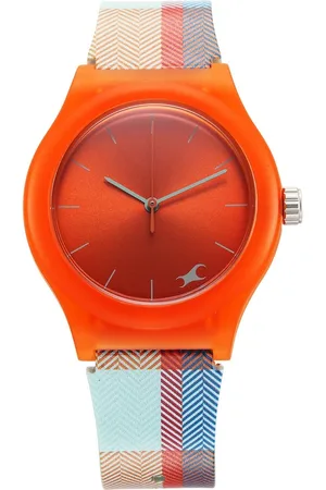 Fastrack Tees Urbanique Quartz Analog Orange Dial Silicon Strap Watch For Girls