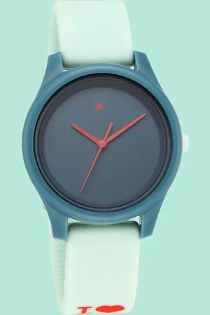 Fastrack Monochrome Quartz Analog Blue Dial Silicone Strap Watch for Girls