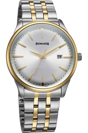 Sonata Eternia Quartz Analog with Date Silver Dial Metal Strap Watch For Men