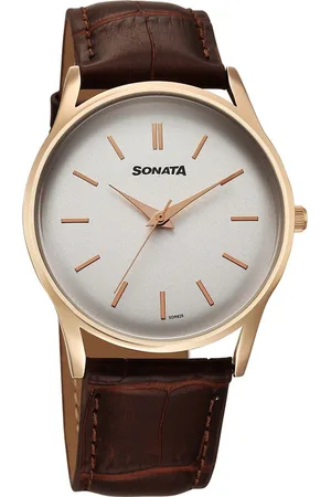 Sonata Eternia Quartz Analog White Dial Leather Strap Watch For Men