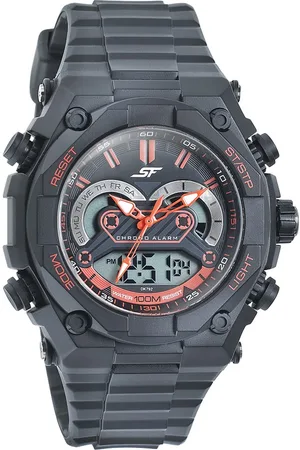SF Quartz Analog Digital Black Dial Watch for Men