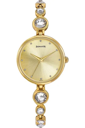 Sonata Aria Timeless Treasures Quartz Analog Champagne Dial Bi Metal Strap Watch For Women