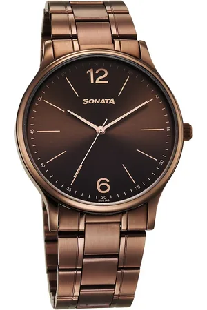 Sonata Aspire Quartz Analog Brown Dial Stainless Steel Strap Watch For Men